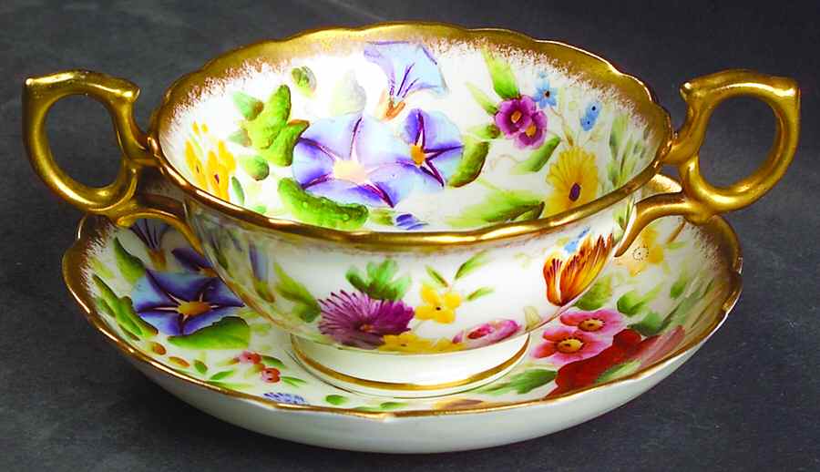 Queen Ann Footed Bouillon Cup & Saucer by Hammersley-1