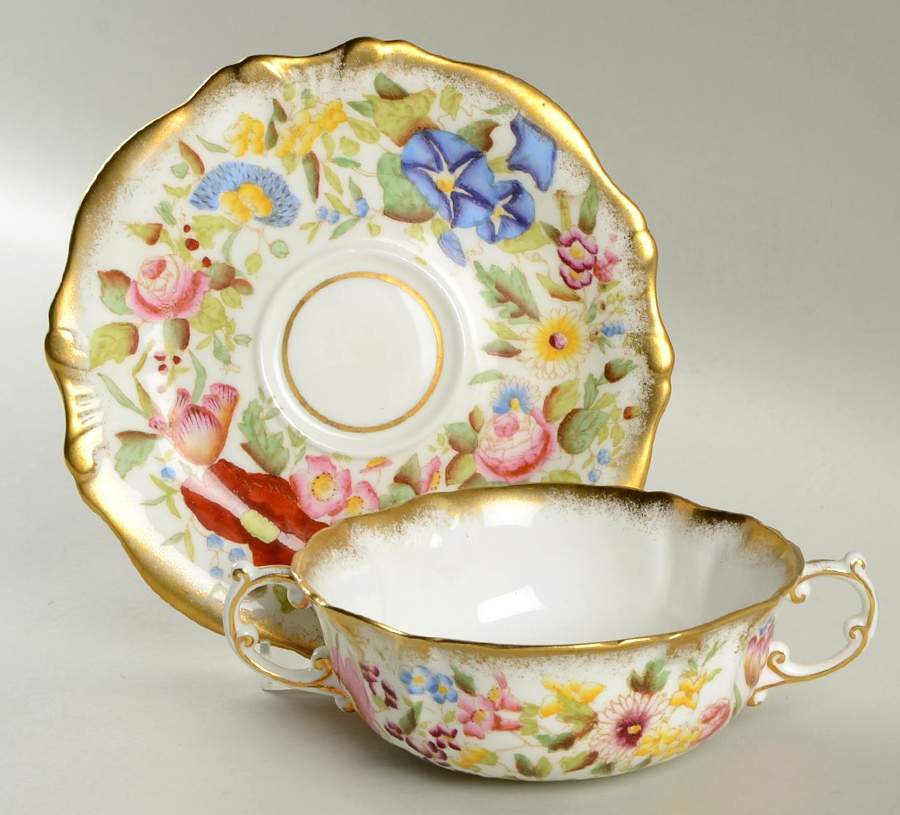 Queen Ann Flat Cream Soup Bowl & Saucer Set by Hammersley-1