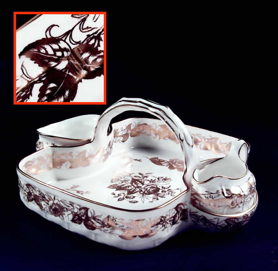 Rose Point Strawberry Basket W/Creamer & Open Sugar by Hammersley-1