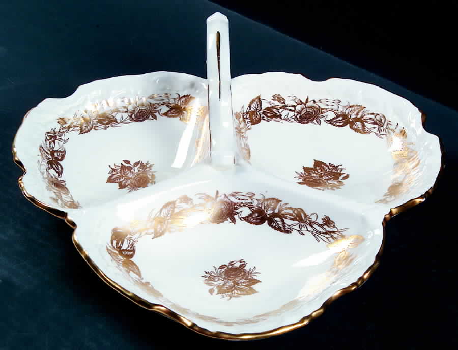 Rose Point Handled 3-Part Divided Server by Hammersley-1