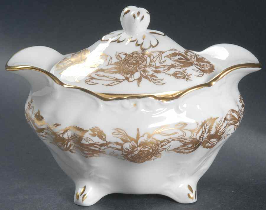 Rose Point Sugar Bowl & Lid by Hammersley-1