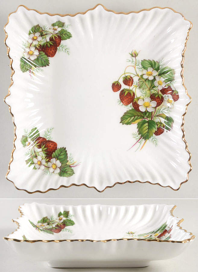 Strawberry Ripe (Small Scallops On Edge) 7" Large Square Bon Bon by Hammersley-1
