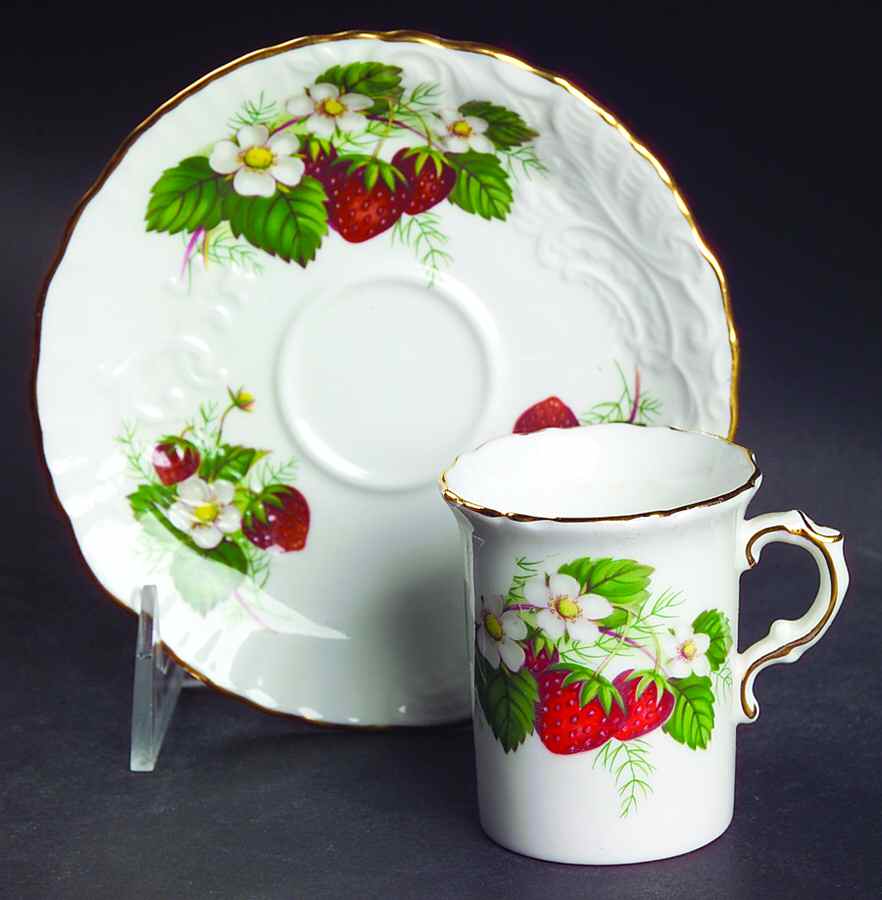 Strawberry Ripe (Small Scallops On Edge) Flat Demitasse Cup & Saucer Set by Hammersley-1