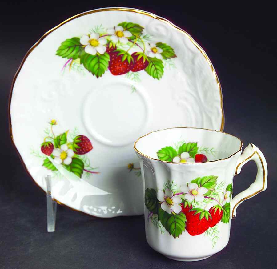 Strawberry Ripe (Small Scallops On Edge) Flat Demitasse Cup & Saucer Set by Hammersley-1