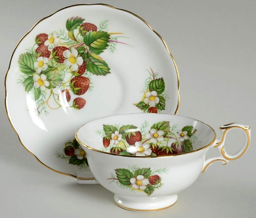 Strawberry Ripe (Small Scallops On Edge) Footed Cup & Saucer Set by Hammersley-1