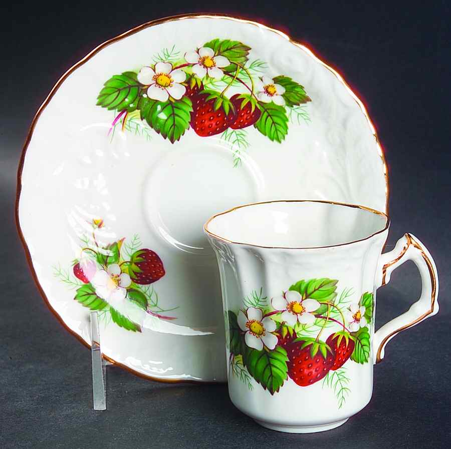 Strawberry Ripe (Small Scallops On Edge) Flat Demitasse Cup & Saucer Set by Hammersley-1
