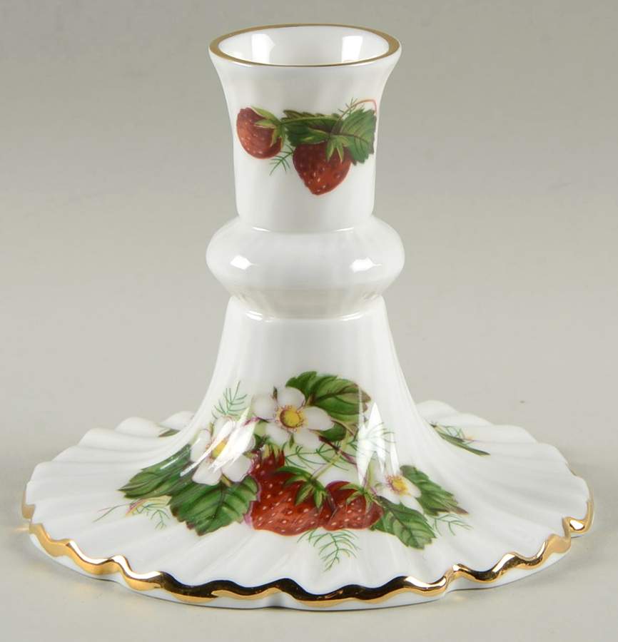 Strawberry Ripe (Small Scallops On Edge) Small Candlestick by Hammersley-1