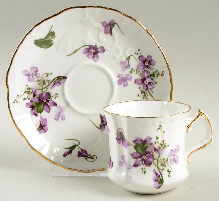 Victorian Violets Flat Demitasse Cup & Saucer Set by Hammersley-1
