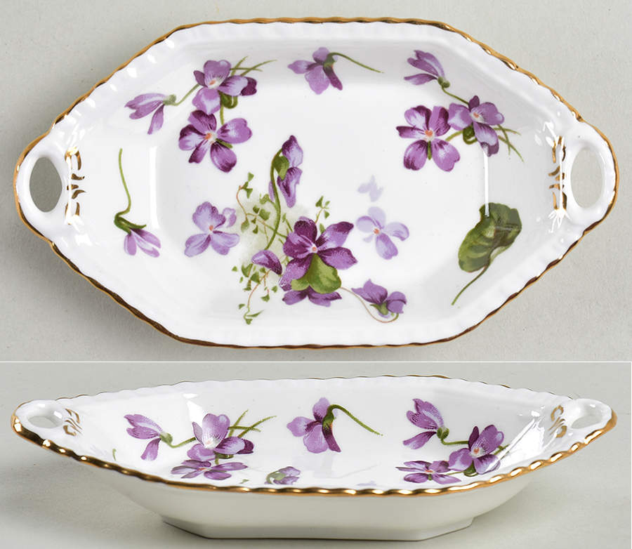 Victorian Violets 5" Oblong Sweet Meat Dish by Hammersley-1
