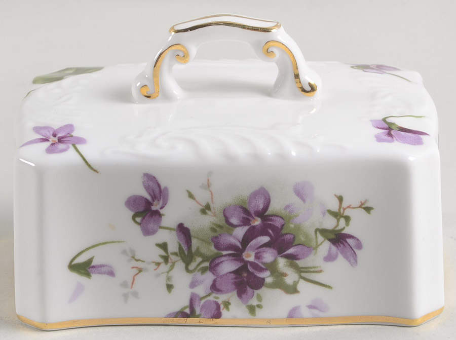 Victorian Violets Lid for Rectangular Butter by Hammersley-1