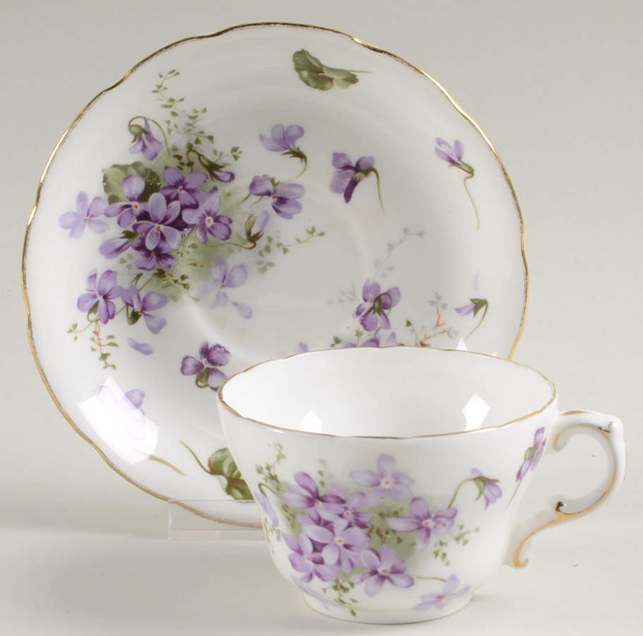 Victorian Violets Flat Cup & Saucer Set by Hammersley-1