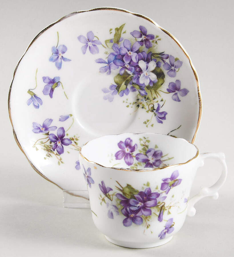 Victorian Violets Flat Demitasse Cup & Saucer Set by Hammersley-1