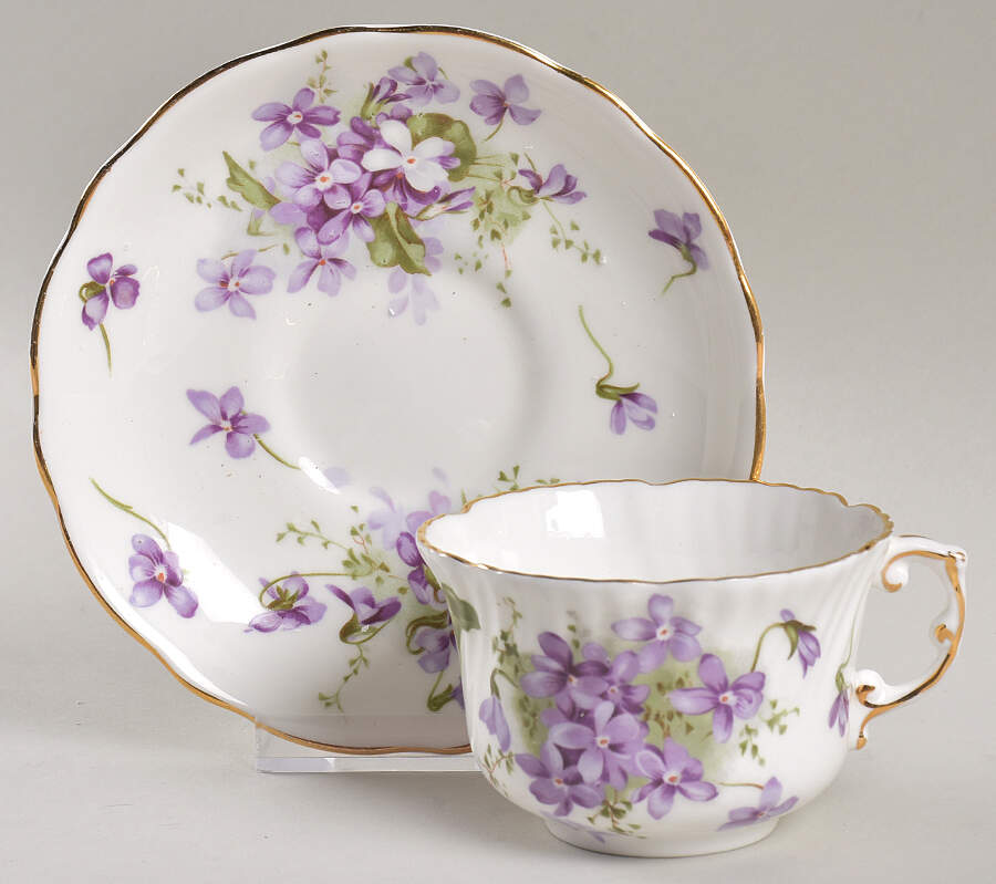 Victorian Violets Flat Cup & Saucer Set by Hammersley-1