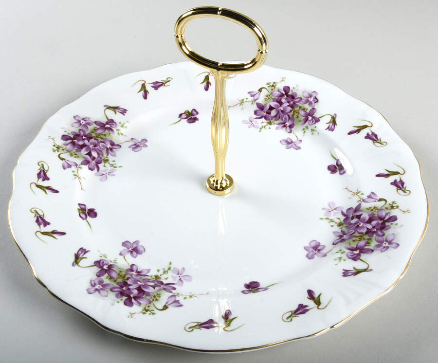 Victorian Violets Round Serving Plate with Center Handle (Dp) Hc by Hammersley-1
