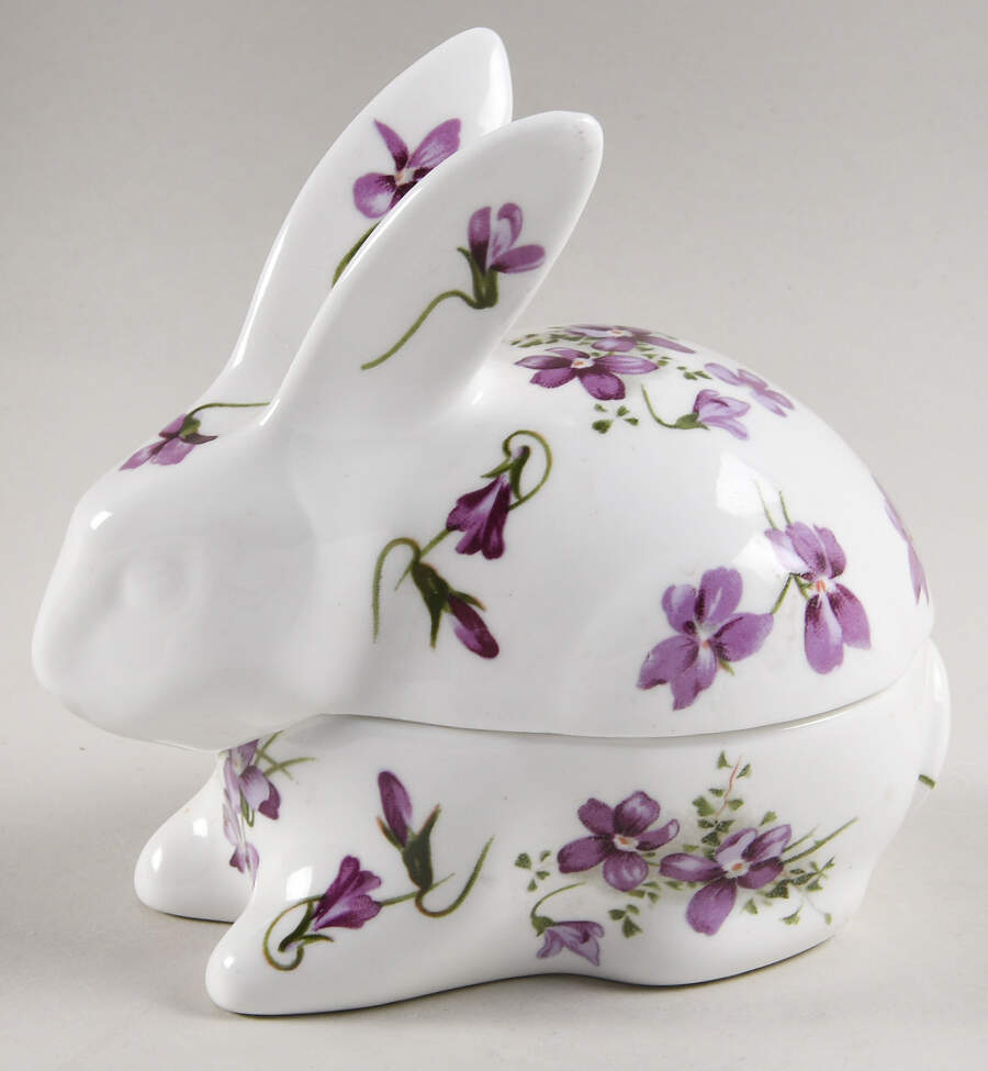 Victorian Violets Rabbit Box & Lid by Hammersley-1