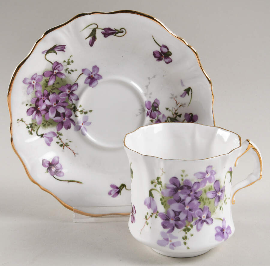 Victorian Violets Flat Cup & Saucer Set by Hammersley-1