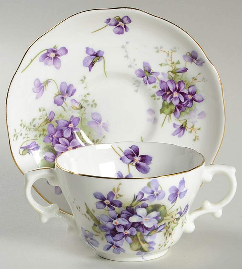 Victorian Violets Flat Bouillon Cup & Saucer by Hammersley-1