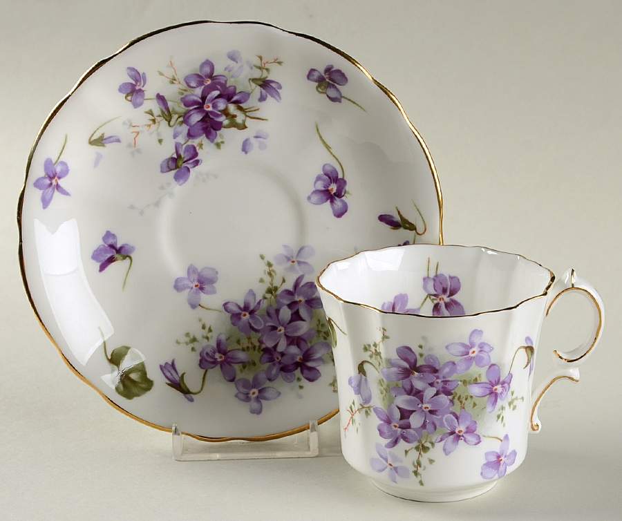 Victorian Violets Flat Cup & Saucer Set by Hammersley-1