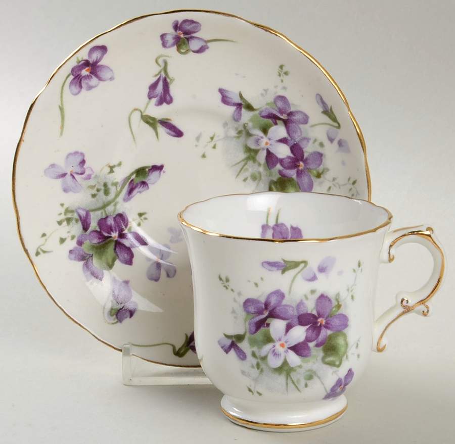 Victorian Violets Footed Demitasse Cup & Saucer Set by Hammersley-1