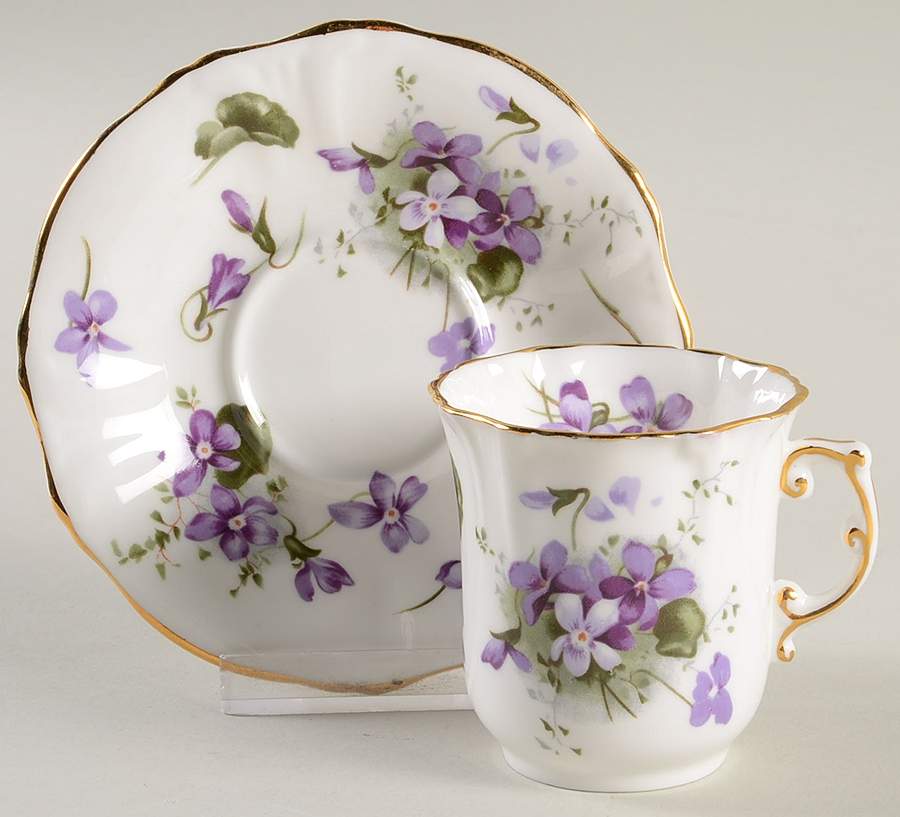 Victorian Violets Flat Demitasse Cup & Saucer Set by Hammersley-1