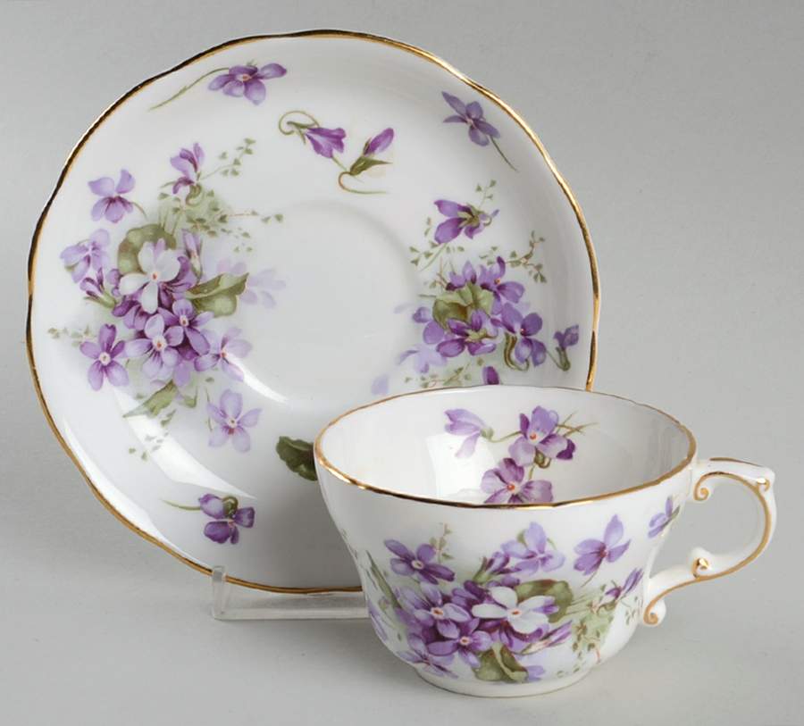 Victorian Violets Flat Cup & Saucer Set by Hammersley-1