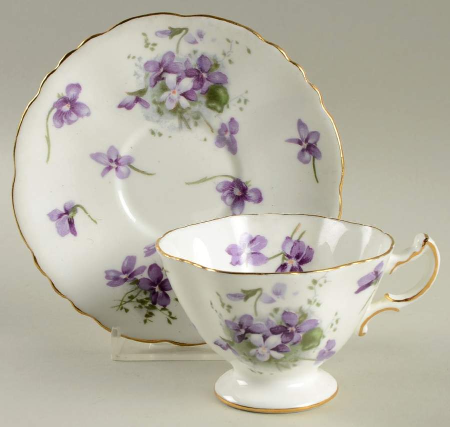 Victorian Violets Footed Demitasse Cup & Saucer Set by Hammersley-1
