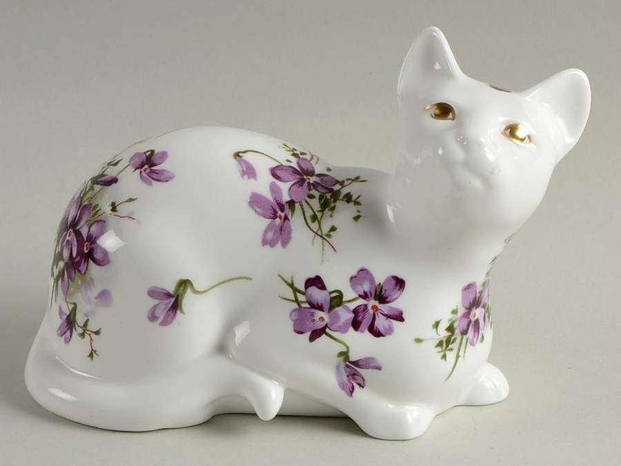 Victorian Violets Cat Figurine by Hammersley-1