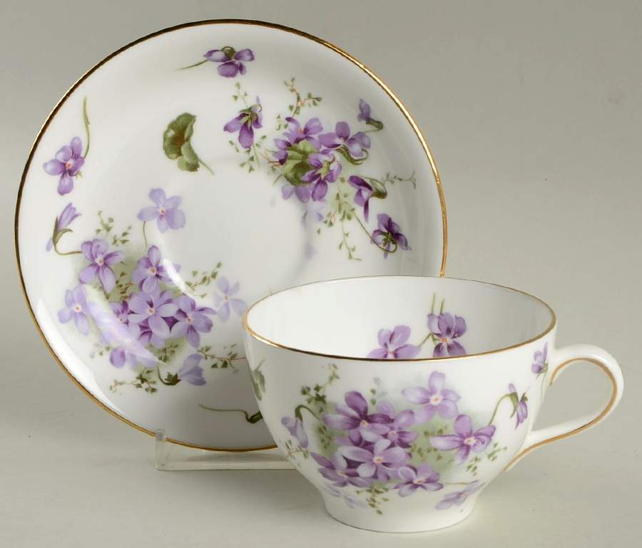 Victorian Violets Flat Cup & Saucer Set by Hammersley-1