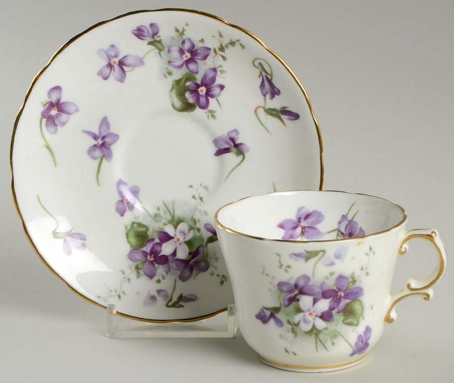 Victorian Violets Flat Demitasse Cup & Saucer Set by Hammersley-1