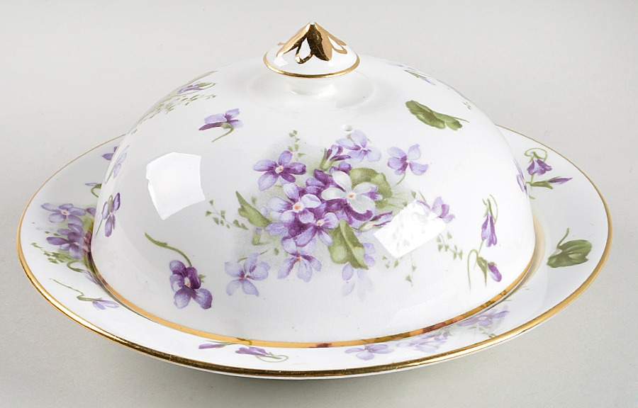 Victorian Violets Round Covered Butter by Hammersley-1
