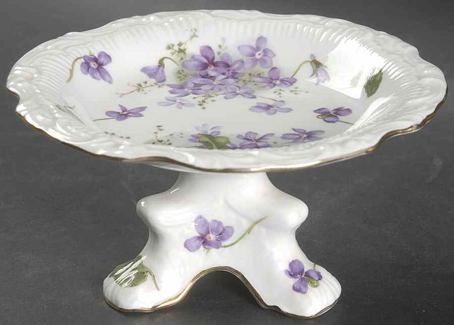 Victorian Violets Round Compote (Height X Width) by Hammersley-1