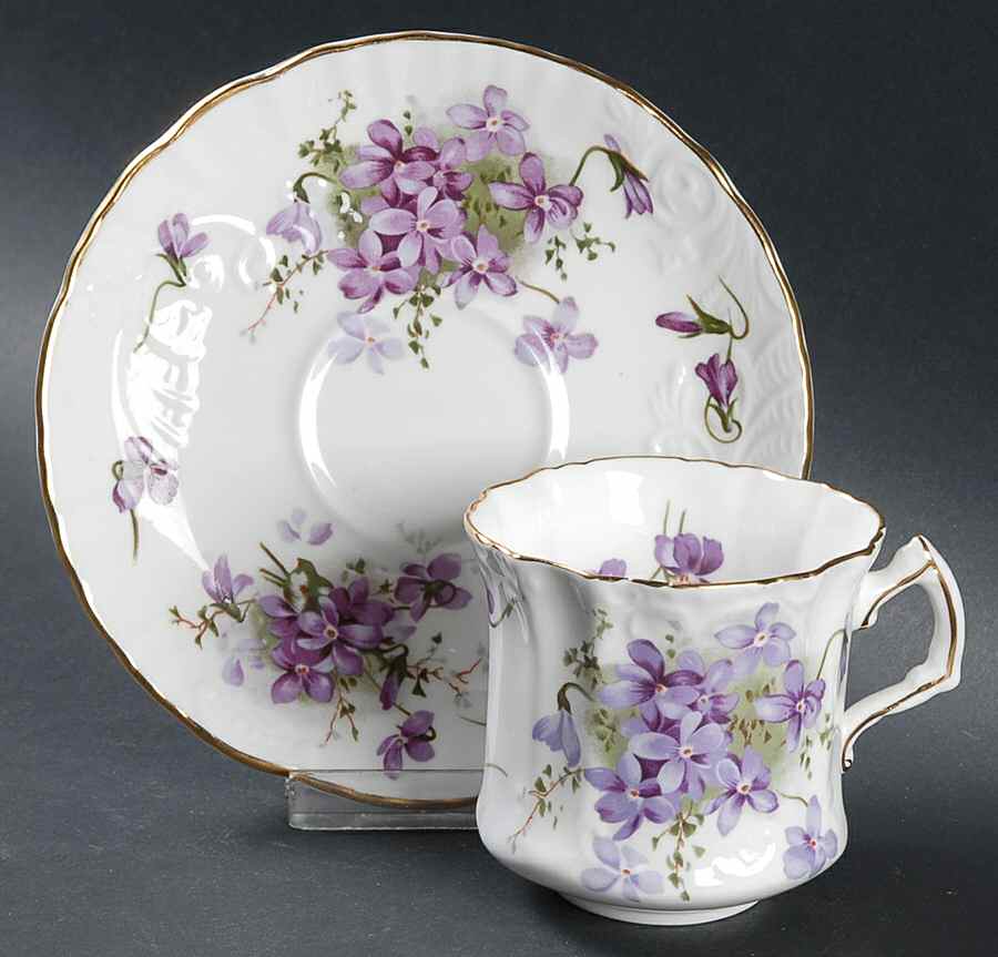 Victorian Violets Flat Cup & Saucer Set by Hammersley-1