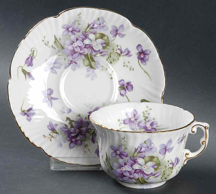 Victorian Violets Flat Cup & Saucer Set by Hammersley-1