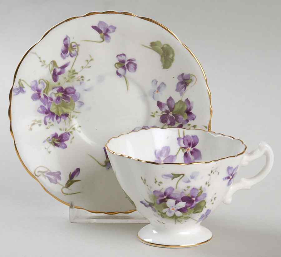 Victorian Violets Footed Demitasse Cup & Saucer Set by Hammersley-1