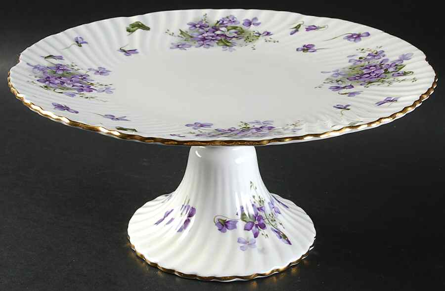 Victorian Violets 10" Diameter Pedestal Cake Stand by Hammersley-1