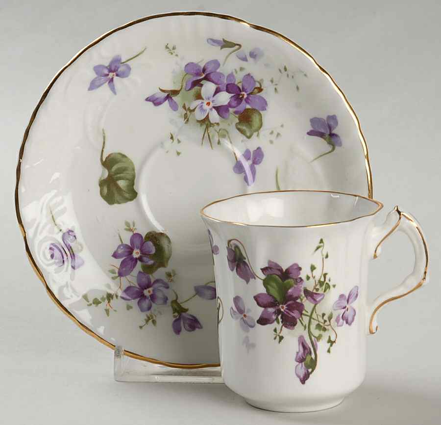 Victorian Violets Flat Demitasse Cup & Saucer Set by Hammersley-1