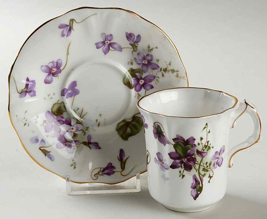 Victorian Violets Flat Demitasse Cup & Saucer Set by Hammersley-1