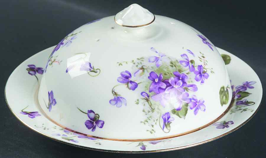 Victorian Violets Round Covered Butter by Hammersley-1