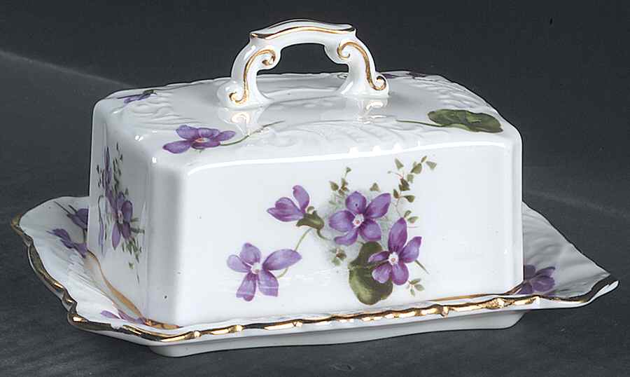 Victorian Violets Rectangular Covered Butter by Hammersley-1