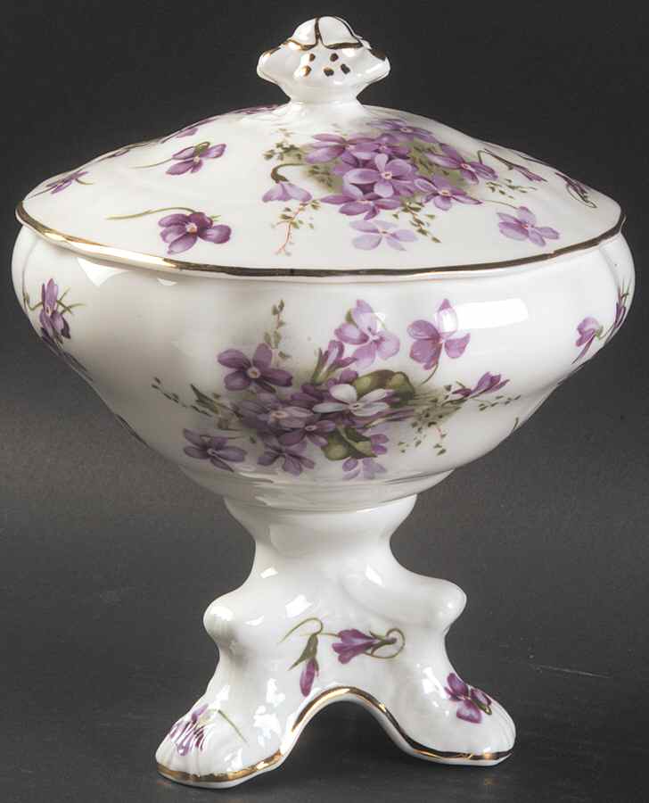 Victorian Violets Pedestal Candy Box with Lid by Hammersley-1
