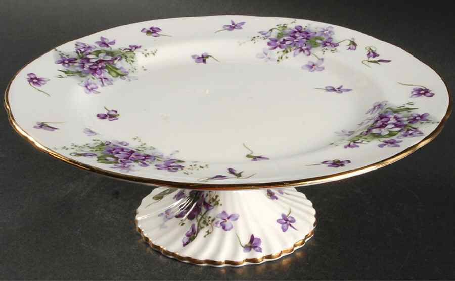 Victorian Violets 10" Diameter Pedestal Cake Stand by Hammersley-1