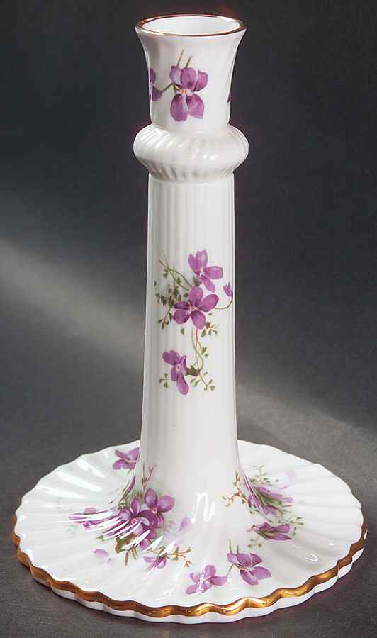 Victorian Violets 7" Candlestick by Hammersley-1