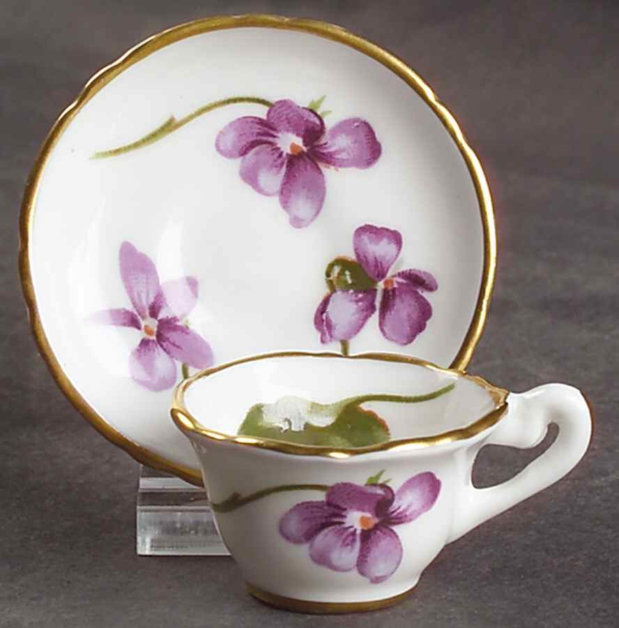 Victorian Violets Miniature Cup and Saucer Set by Hammersley-1