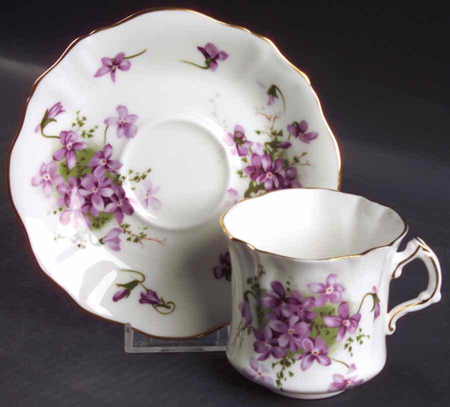 Victorian Violets Flat Cup & Saucer Set by Hammersley-1