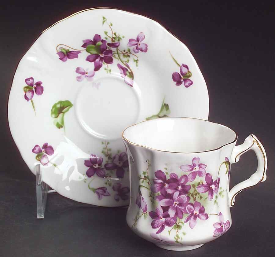 Victorian Violets Flat Demitasse Cup & Saucer Set by Hammersley-1