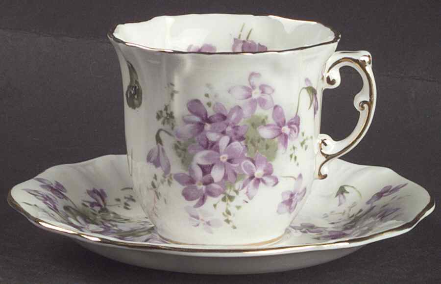 Victorian Violets Flat Demitasse Cup & Saucer Set by Hammersley-1