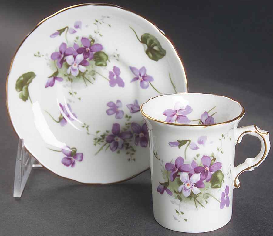 Victorian Violets Flat Demitasse Cup & Saucer Set by Hammersley-1