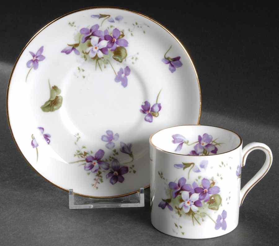 Victorian Violets Flat Demitasse Cup & Saucer Set by Hammersley-1