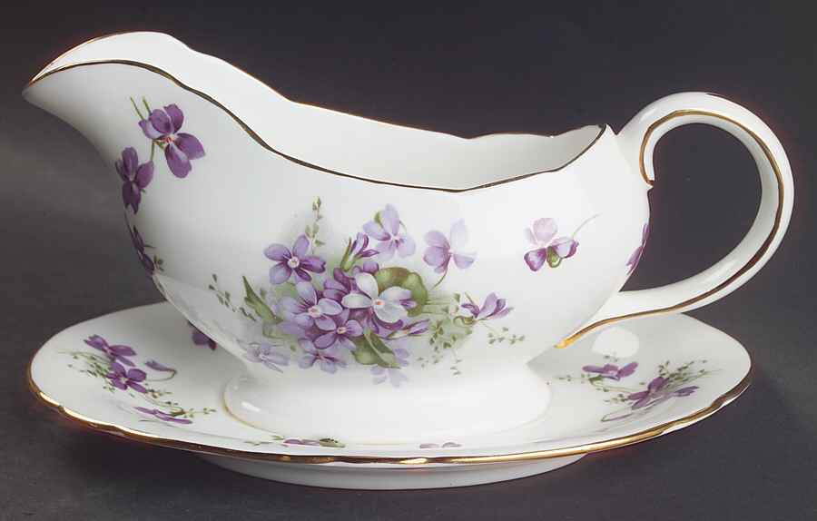Victorian Violets Gravy Boat with Attached Underplate by Hammersley-1