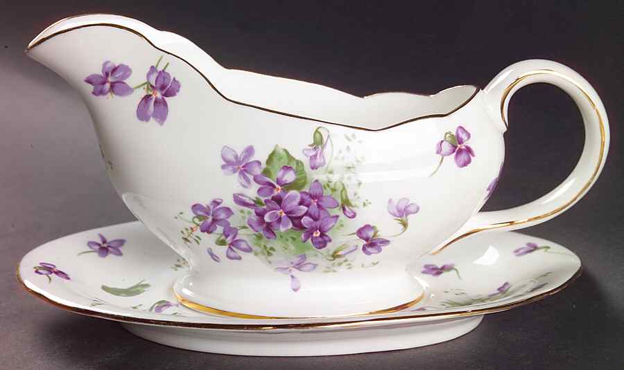 Victorian Violets Gravy Boat & Underplate by Hammersley-1